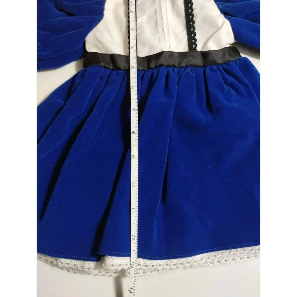 Vintage Dark Blue Velvet Doll Dress 13